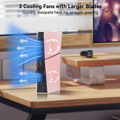 ELUTENG Ventilador de refrigeración para PS5 Slim Console silencioso ventilador enfriador para PS5 Slim Disc y ediciones digitales con 3 velocidades ajustables, encendido y apagado automático,