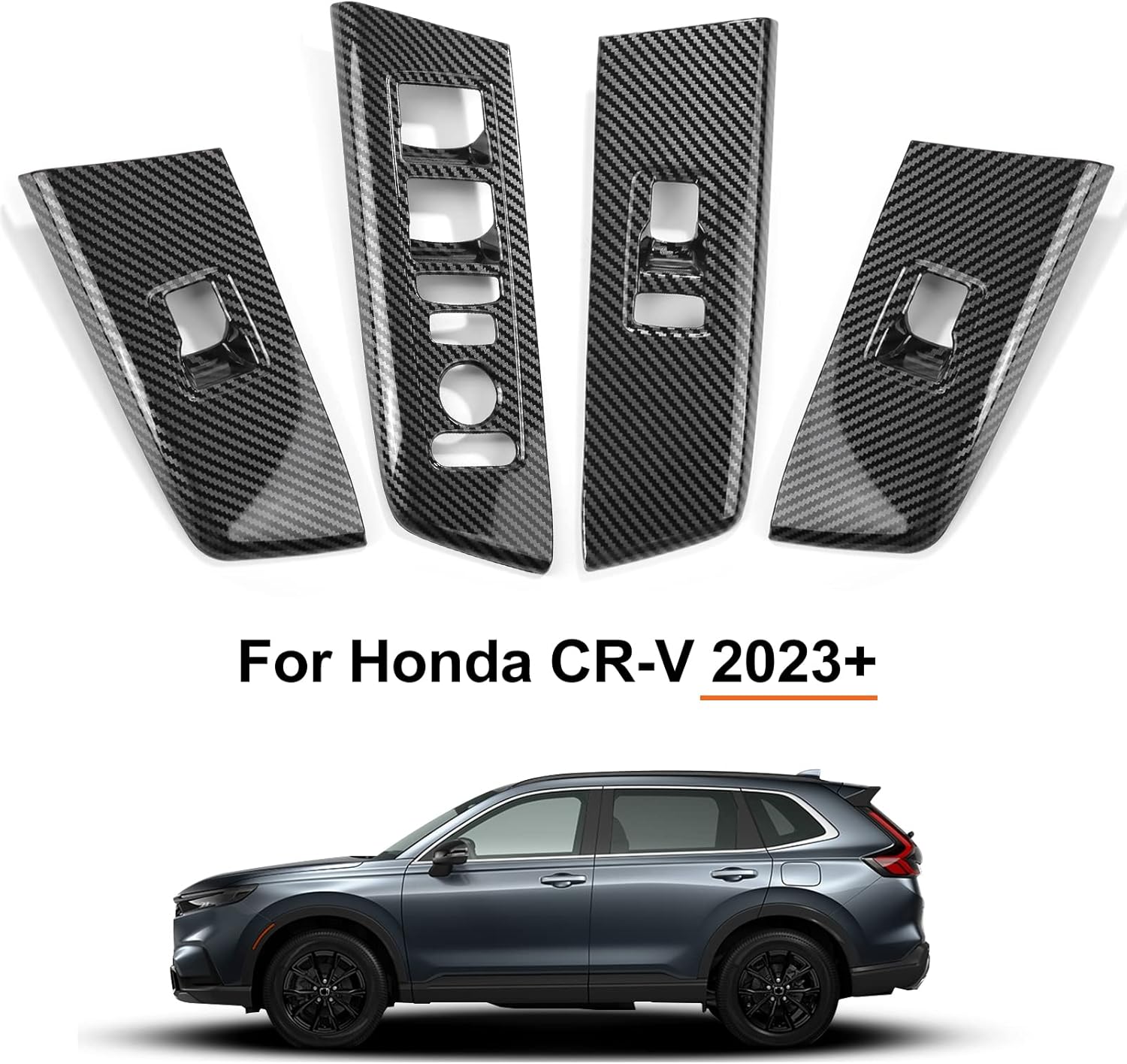 CKE 4 piezas compatibles con Honda CRV 2026 2025 2024 2023 Accesorios para reposabrazos de puerta de automóvil, interruptores de elevación, cubierta de panel, cubierta de reposabrazos, estilo de fibra
