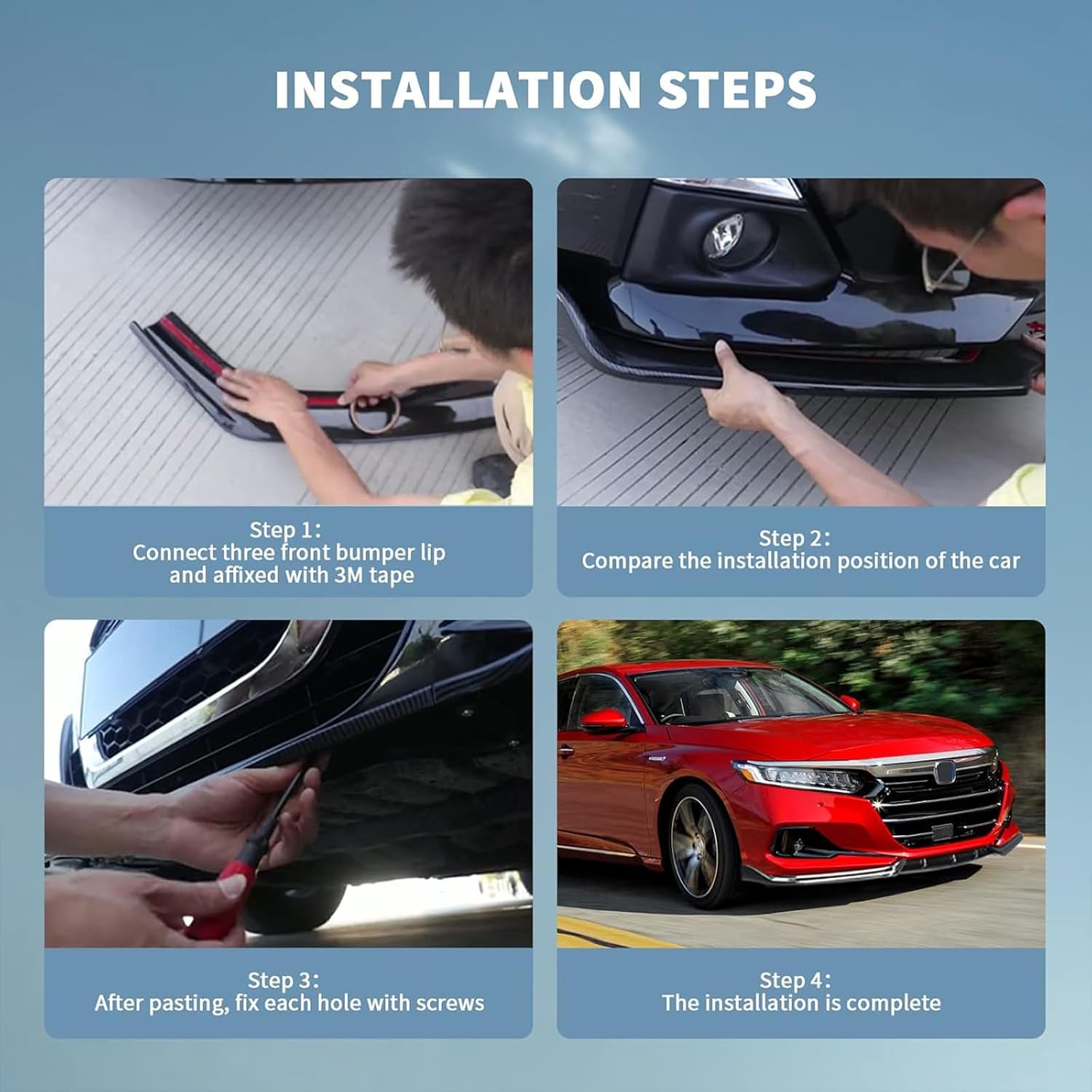Archaic Borde de parachoques delantero compatible con Honda Accord 10.5th Sedan SE/EX-L/LX/Sport/Touring 2021 2022, kit de carrocería divisor debajo de la barbilla, alerón inferior