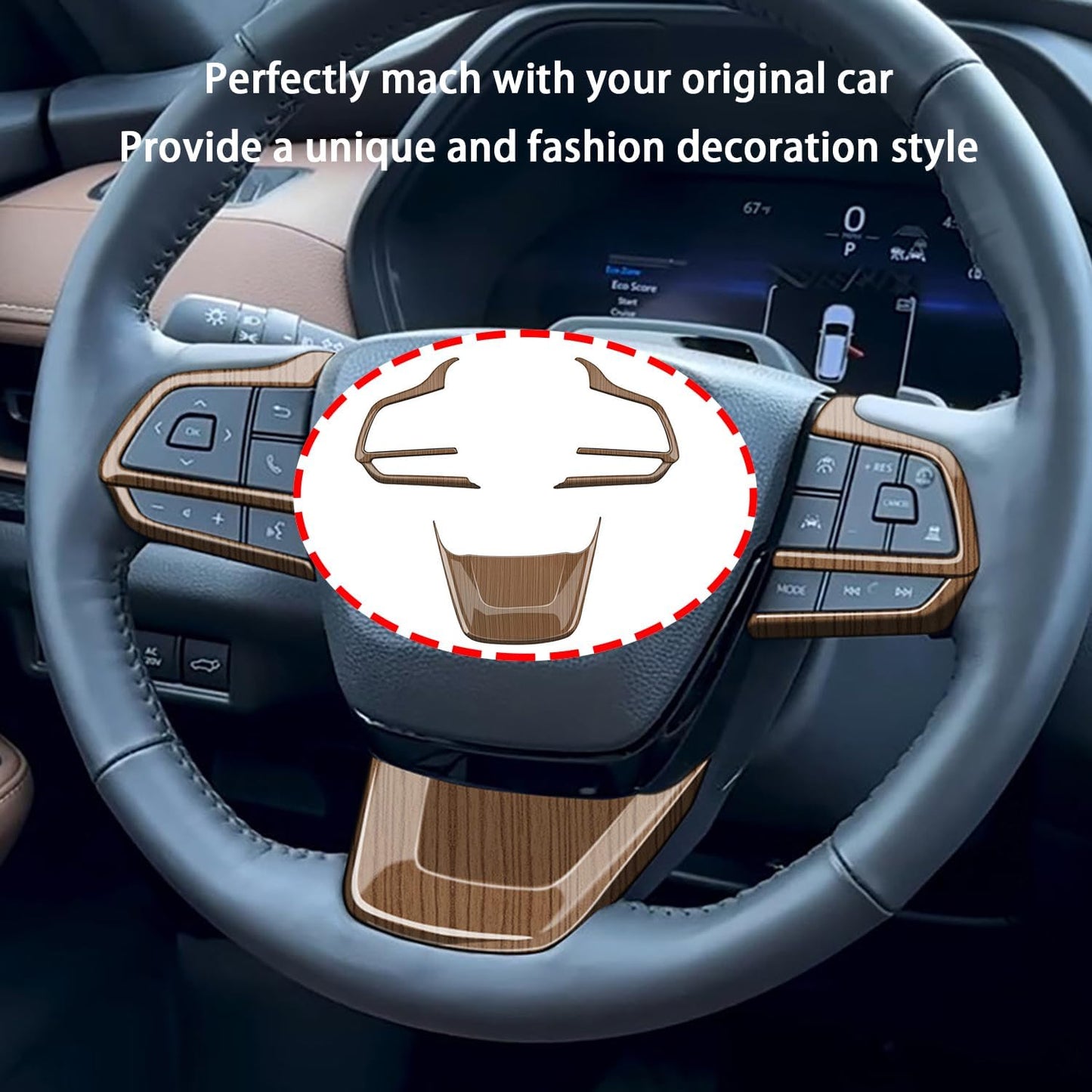 Peach Wood Grain Handle Button Cover fit for Toyota Grand Highlander 2024 2025 Center Console Interiors Decoration Car Accessories 3Pc