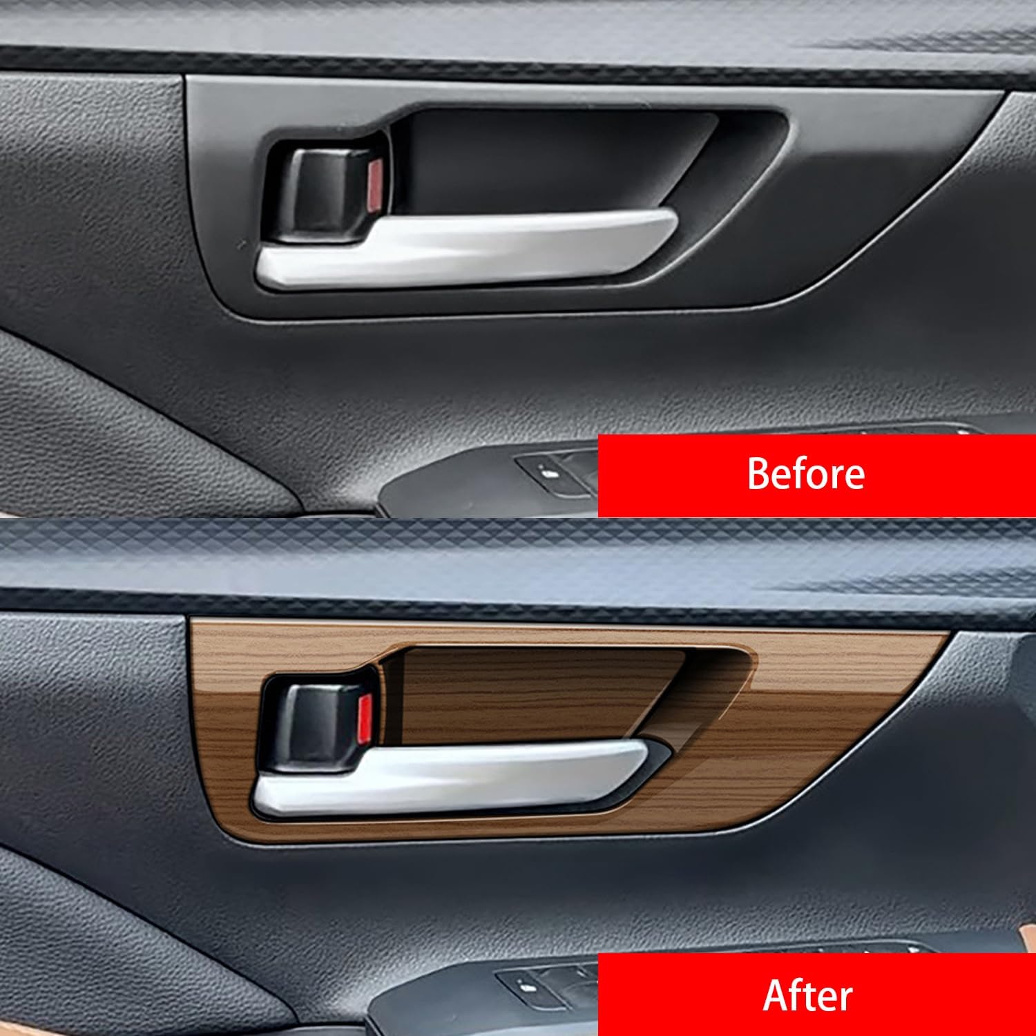 Peach Wood Grain Door Handle Cover fit for Toyota Grand Highlander 2024 2025 Interior Decoration Car Accessories 4PC