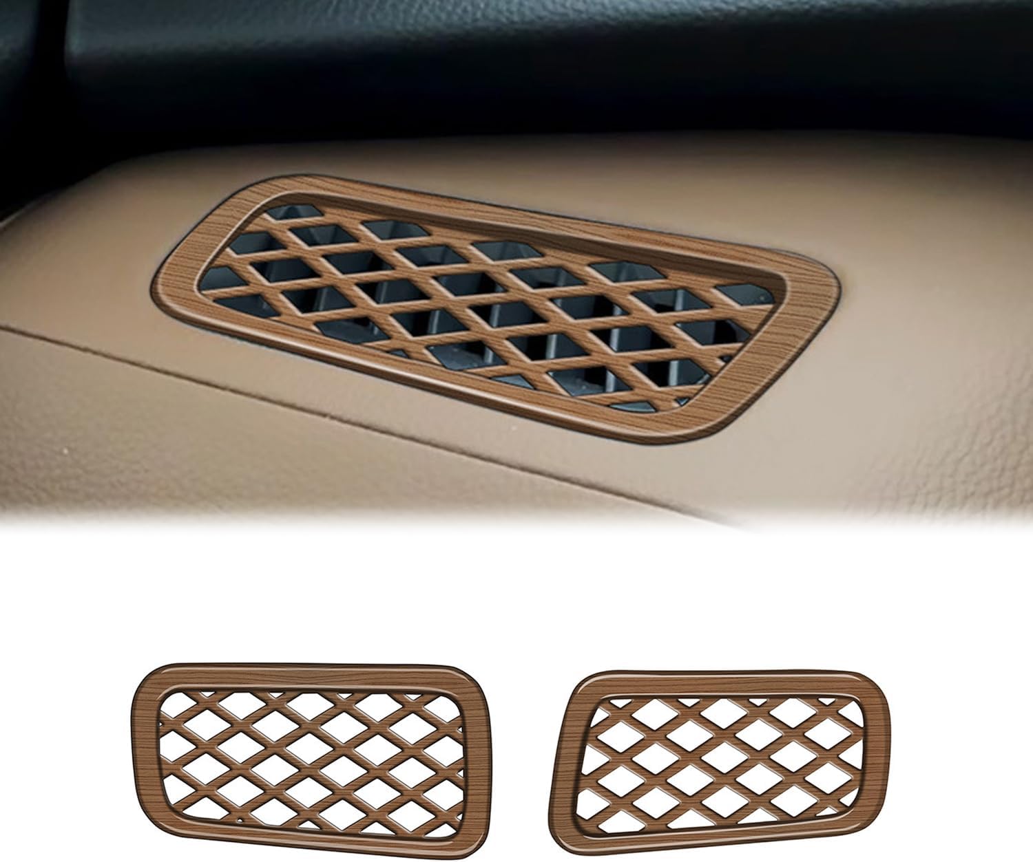 Peach Wood Grain Center Console Car Accessories for Toyota Grand Highlander 2024 2025 Front Air Condition Outlet Vent Covers Trim ABS 2PC