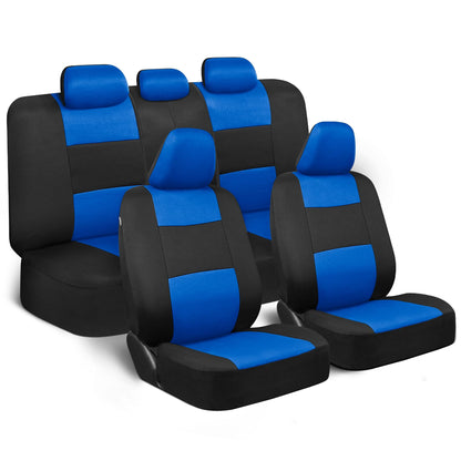 BDK PolyPro - Juego completo de fundas de asiento de coche en rojo sobre negro, fundas de asiento dividido delantero y trasero, fácil de instalar, accesorios para automóviles, camiones, furgonetas,