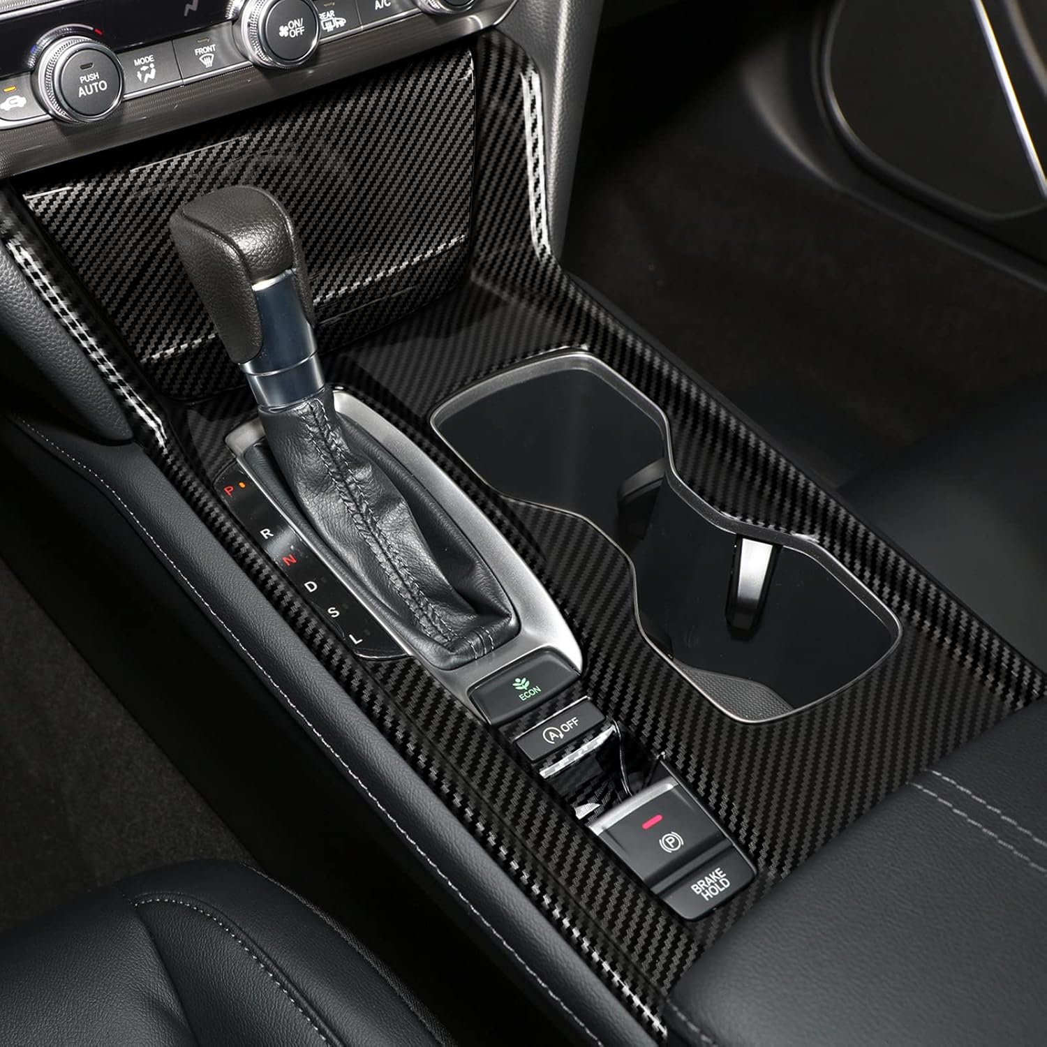 Calcomanías para panel de palanca de cambios versión a gas para Honda Accord 2018 2019 2020 2021 2022 Accesorios de 10ª generación ABS Calcomanías interiores de fibra de carbono