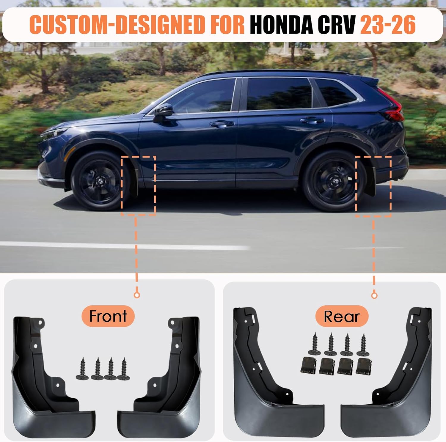 for Honda CRV 2023 2024 2025 2026 Splash Guard - Front & Rear Mud Flaps for Honda CR-V LX/EX/EXL 2023 2024 2025 2026 Exterior Accessories (Not for Hybrid)
