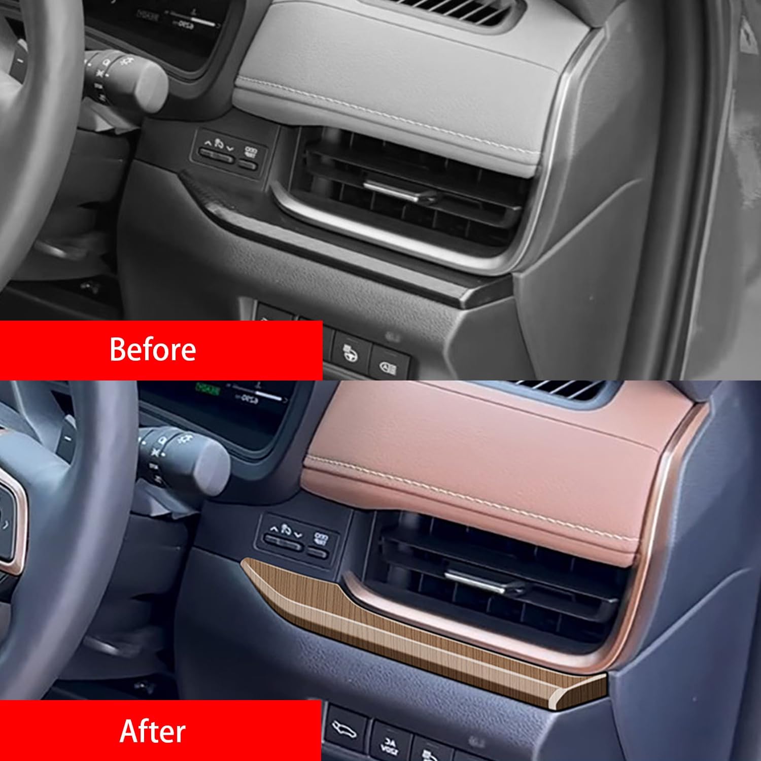 Peach Wood Grain Central Console Display Dashboard Cover Trim fit for Toyota Grand Highlander 2024 2025 Interior Decor Car Accessories ABS 2PC