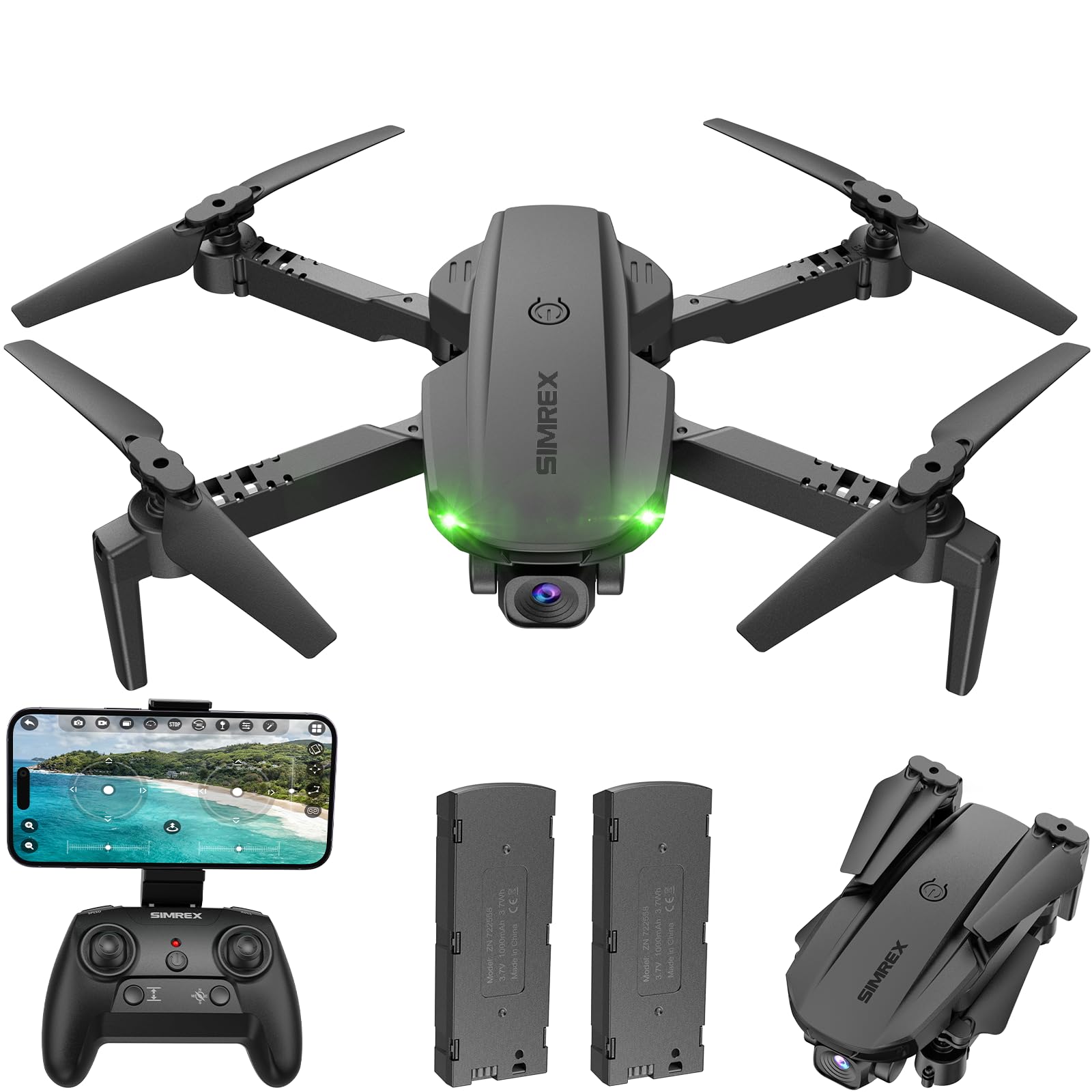 Drone With Camera 1080P for Kids And Adults, RC Quadcopter with Altitude Hold, Mini Drone With One Key Start, Waypoint Fly, Headless Mode, 3D Flip, 3 Speeds, Remote Control Drone for Beginners