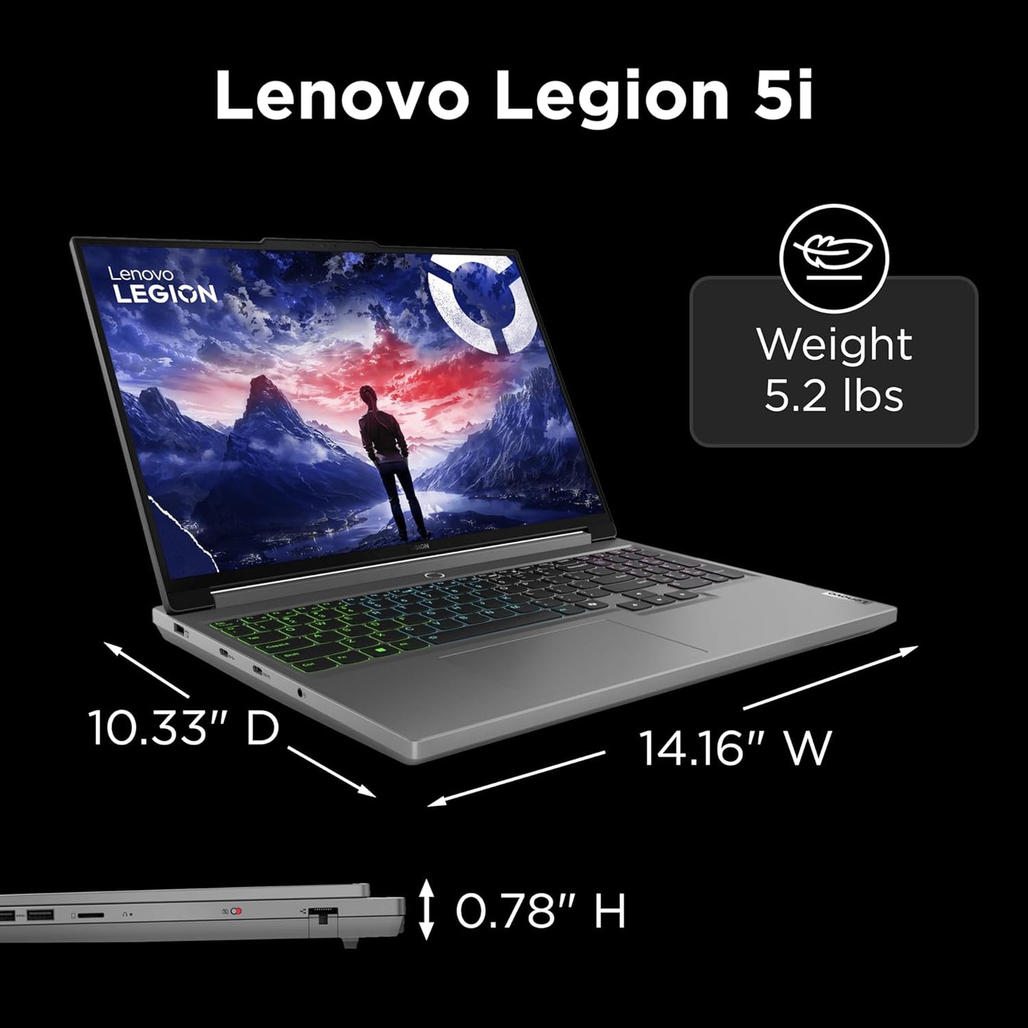 Lenovo Legion 5i Laptop para juegos - NVIDIA GeForce RTX 4070 8G - Pantalla WQXGA de 16 pulgadas - Intel Core i7-14650HX - 32GB RAM - 512GB SSD - Windows 11 Home - Luna Grey
