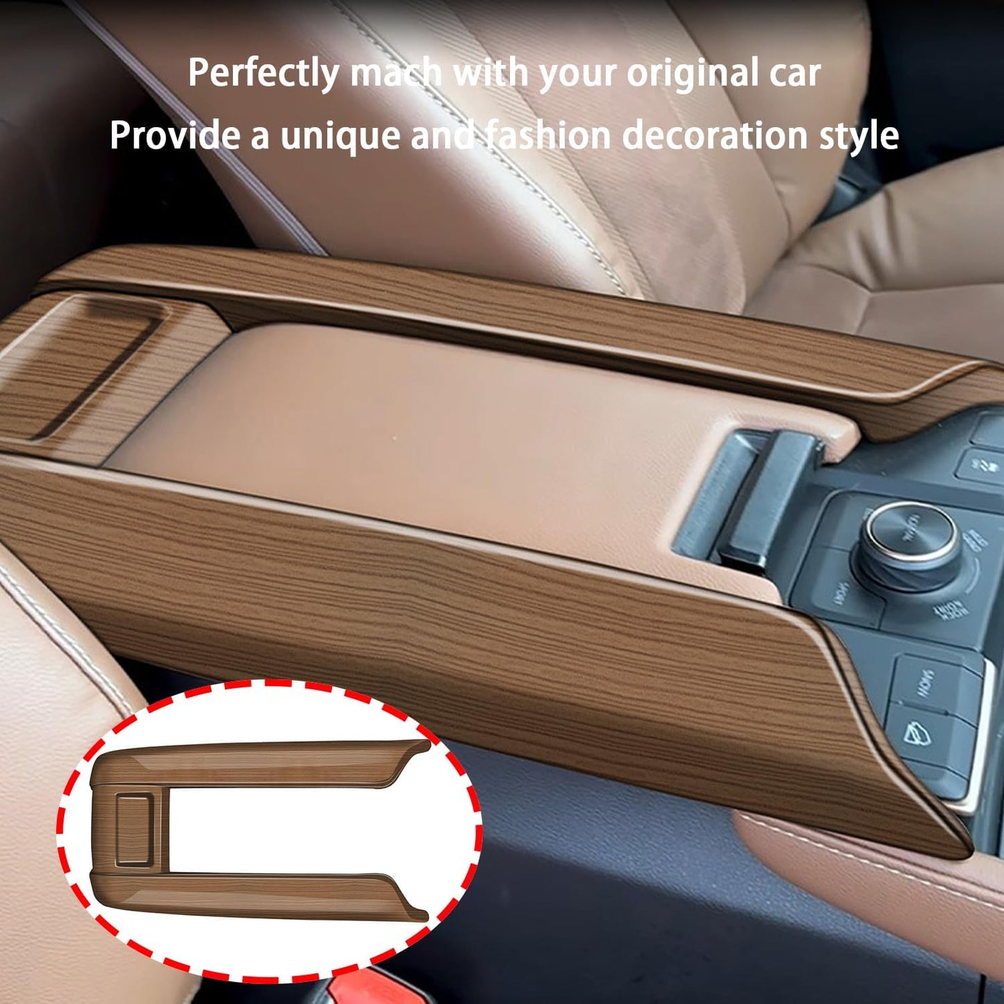 Ozukyn fit for Toyota Grand Highlander 2024 2025 Center Console Armrest Storage Box Cover Peach Wood Grain Car Accessories