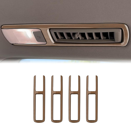 Peach Wood Grain Center Console Car Accessories for Toyota Grand Highlander 2024 2025 Rear Air Condition Outlet Vent Covers Trim ABS 4PC
