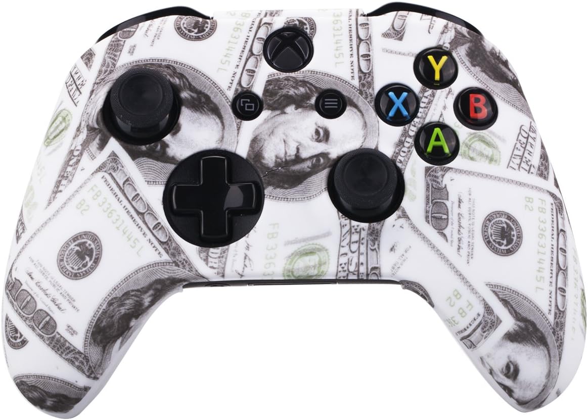 YoRHa Printing Rubber Silicone Cover Skin Case for Xbox One S/X Controller x 1(US Dollar) with PRO Thumb Grips x 8