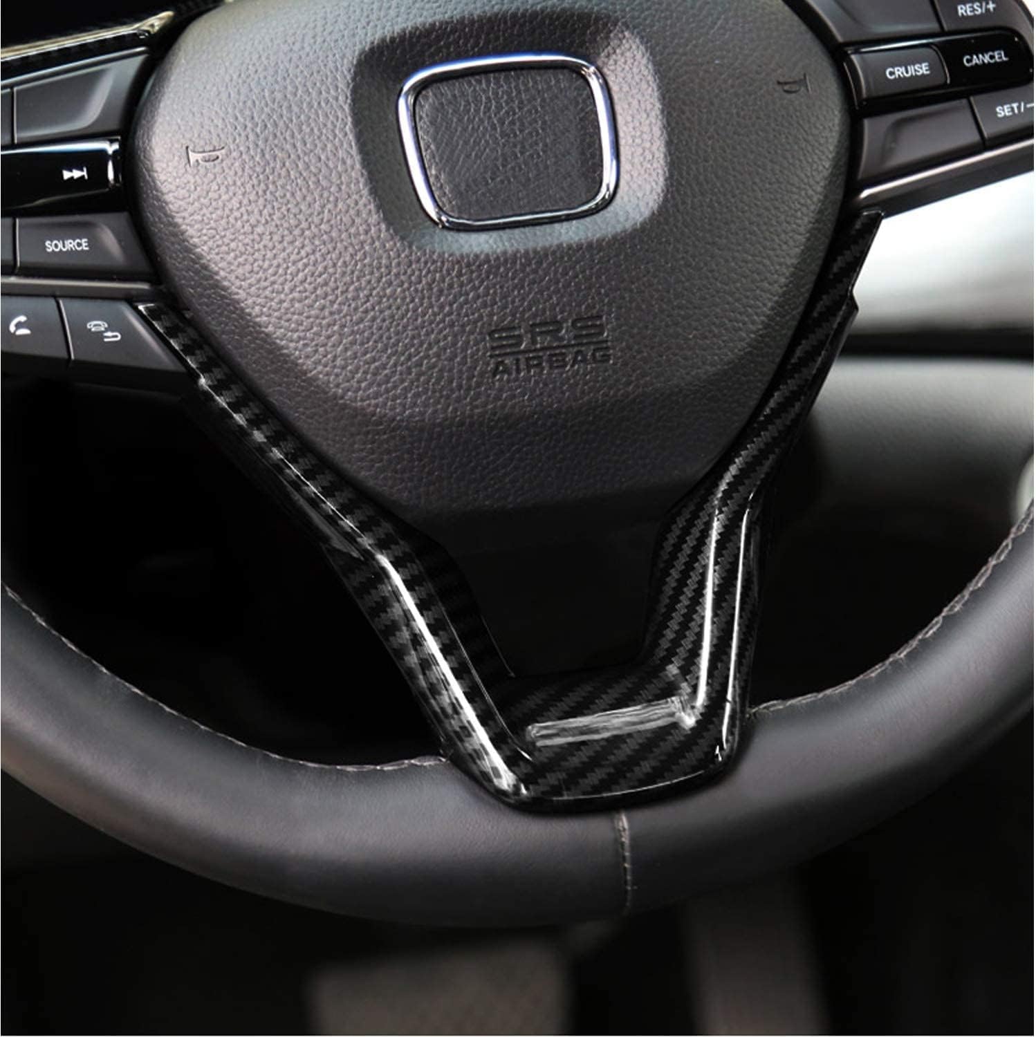 Funda para volante de fibra de carbono ABS para Honda Accord 10ª generación 2018 2019 2020 2021 2022, ajuste Sedan LX Sport EX-L Touring Hybrid, 2 piezas
