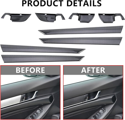 20 Pcs Carbon Fiber Interior Decor Cover, Gear Shift Panel Air Vent Cover Side Door Panel Strip Cover Trim Compatible with Honda Accord 10th Gen 2018-2022