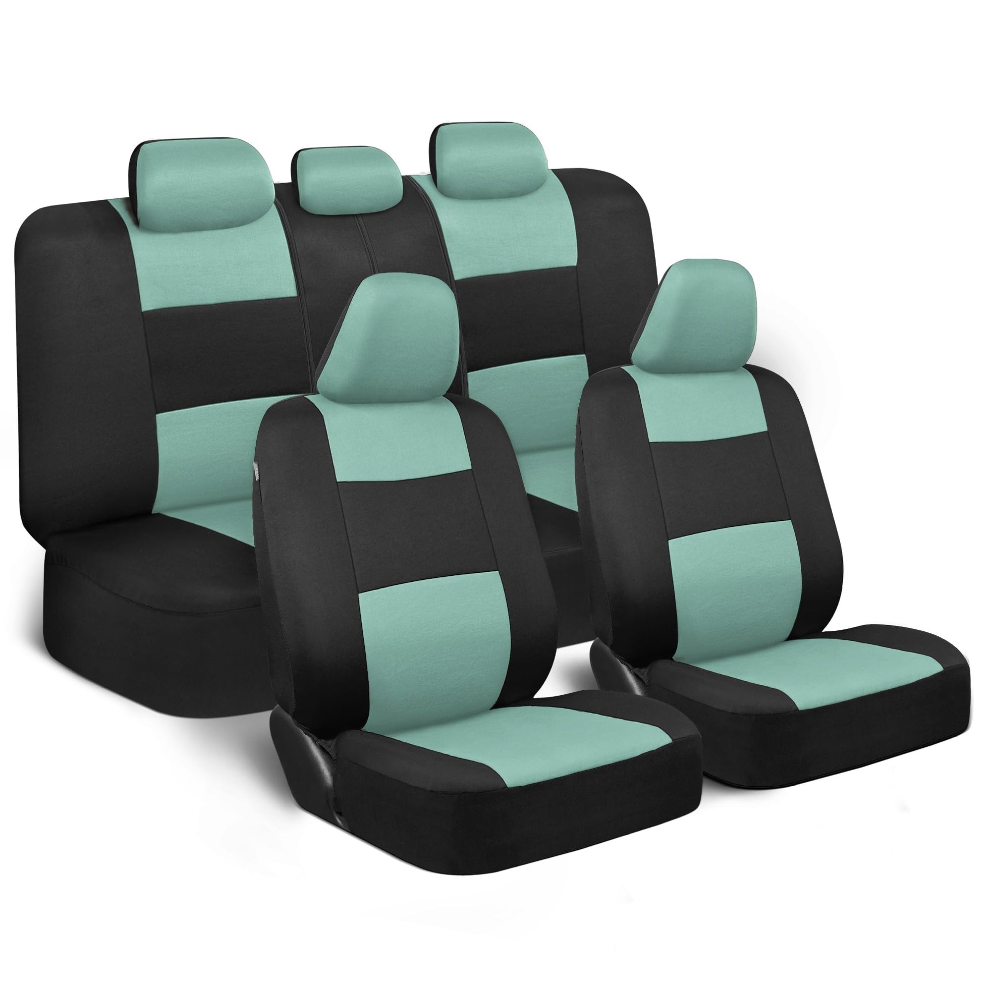 BDK PolyPro - Juego completo de fundas de asiento de coche en rojo sobre negro, fundas de asiento dividido delantero y trasero, fácil de instalar, accesorios para automóviles, camiones, furgonetas,