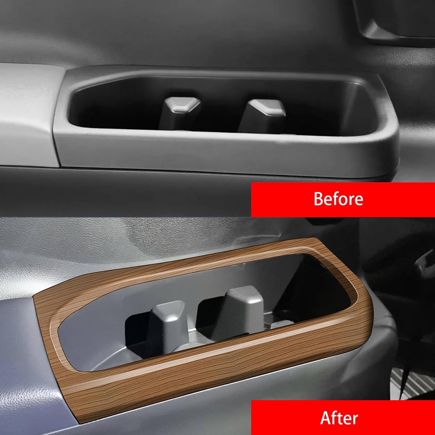 Peach Wood Grain Center Console Car Accessories for Toyota Grand Highlander 2024 2025 Third Row Water Cup Holder Cover ABS