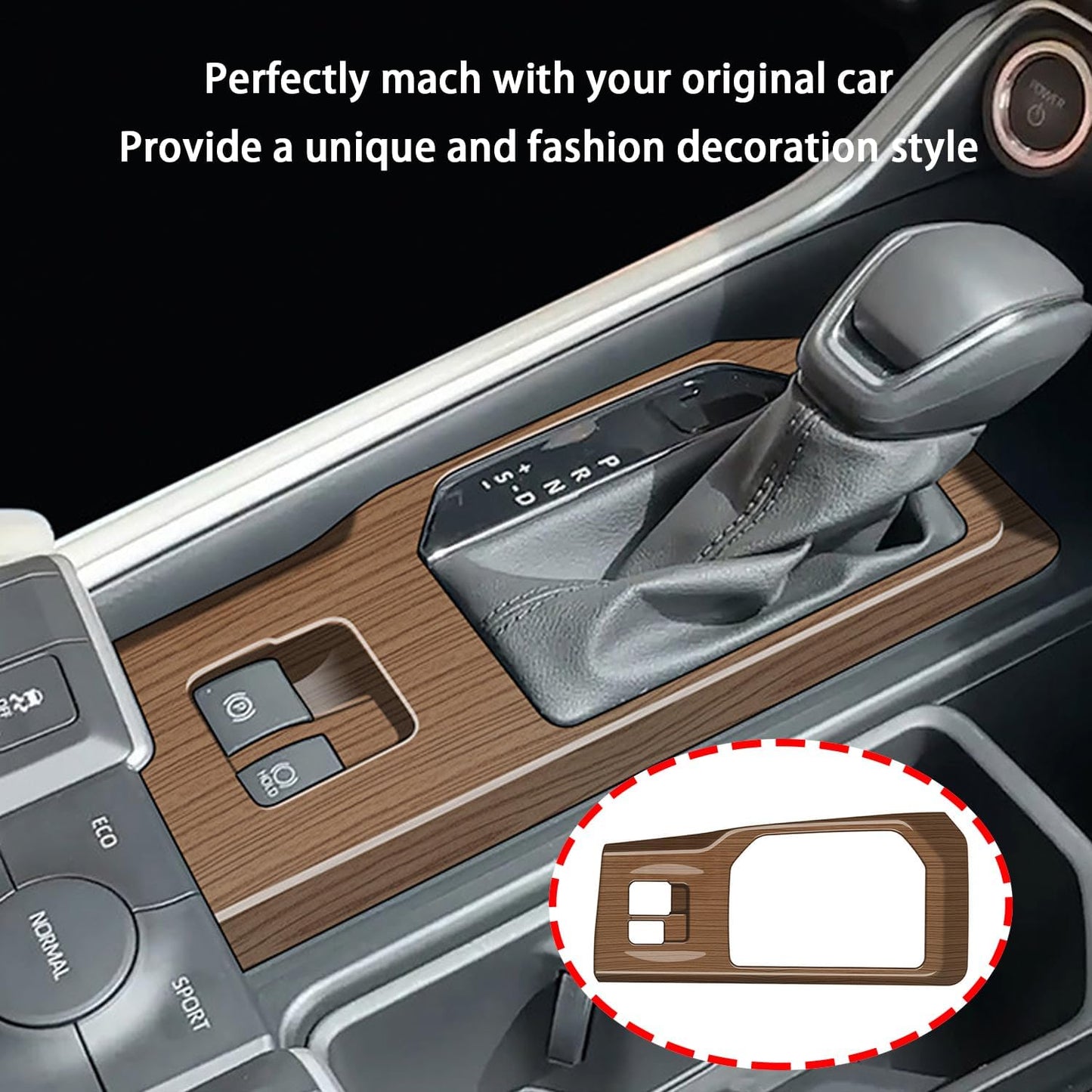 Interior Decoration Accessories fit for Toyota Grand Highlander 2024 2025 Center Console Gear Shift Cover Trim Easy Installation ABS Peach Wood Grain