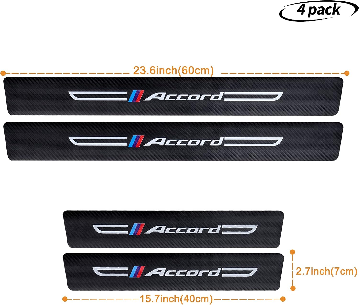 Cotree 4 protectores de cuero texturizado de fibra de carbono para umbral de puerta de automóvil, compatibles con Accord, protector de umbral de puerta de automóvil, decoración de umbral de puerta de
