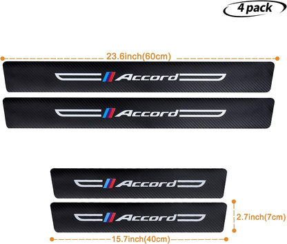Cotree 4 protectores de cuero texturizado de fibra de carbono para umbral de puerta de automóvil, compatibles con Accord, protector de umbral de puerta de automóvil, decoración de umbral de puerta de