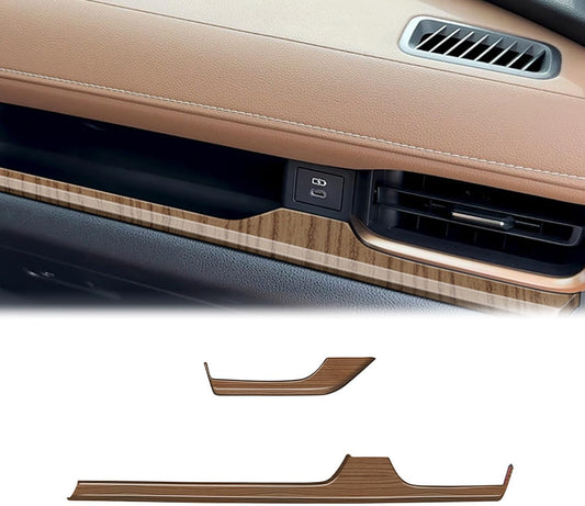Peach Wood Grain Central Console Display Dashboard Cover Trim fit for Toyota Grand Highlander 2024 2025 Interior Decor Car Accessories ABS 2PC