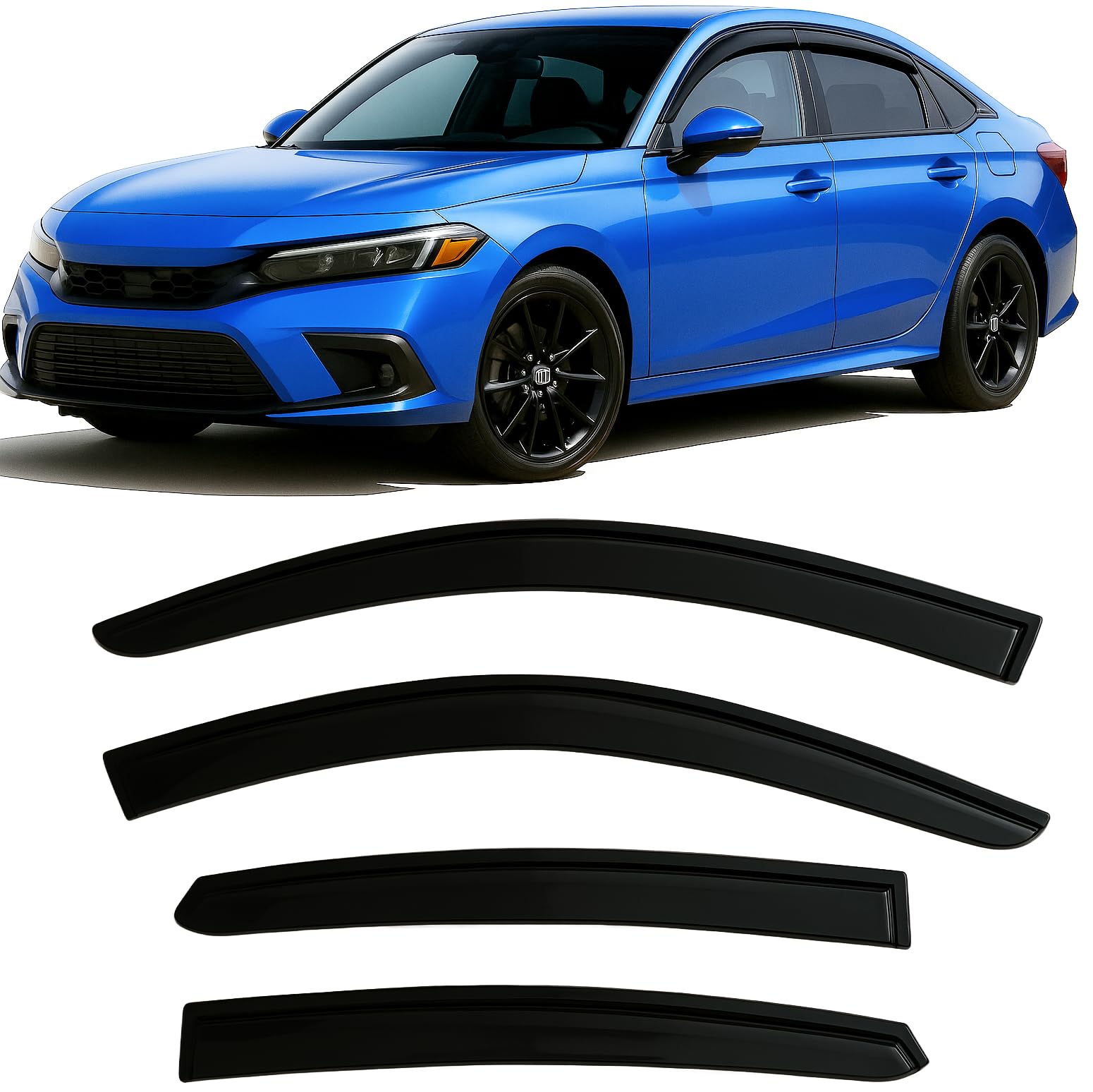 2023-2025 Tape-On Rain Guards for Honda CR-V Side Window Visor Deflectors LX EX EX-L Sport Hybrid Sport Touring Durable Vent Shades CRV 2024