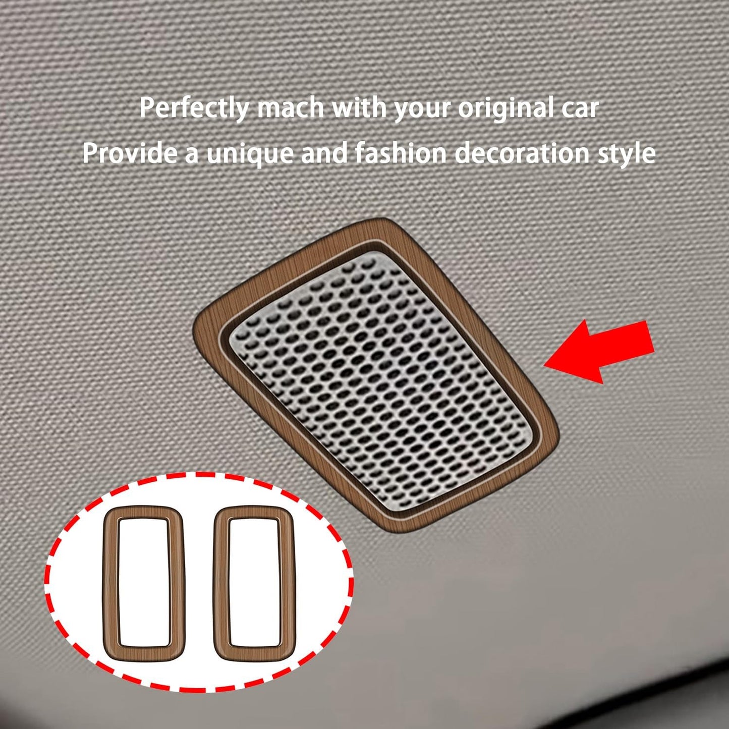 Peach Wood Grain Roof-Mounted Speaker Cover fit for Toyota Grand Highlander 2024 2025 Interior Decoration Accessories