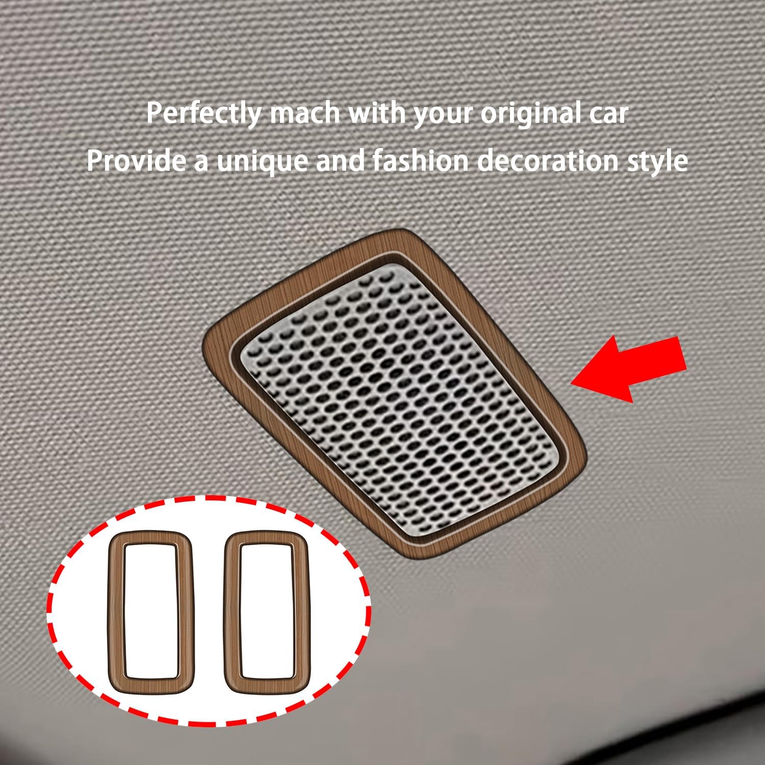 Peach Wood Grain Roof-Mounted Speaker Cover fit for Toyota Grand Highlander 2024 2025 Interior Decoration Accessories