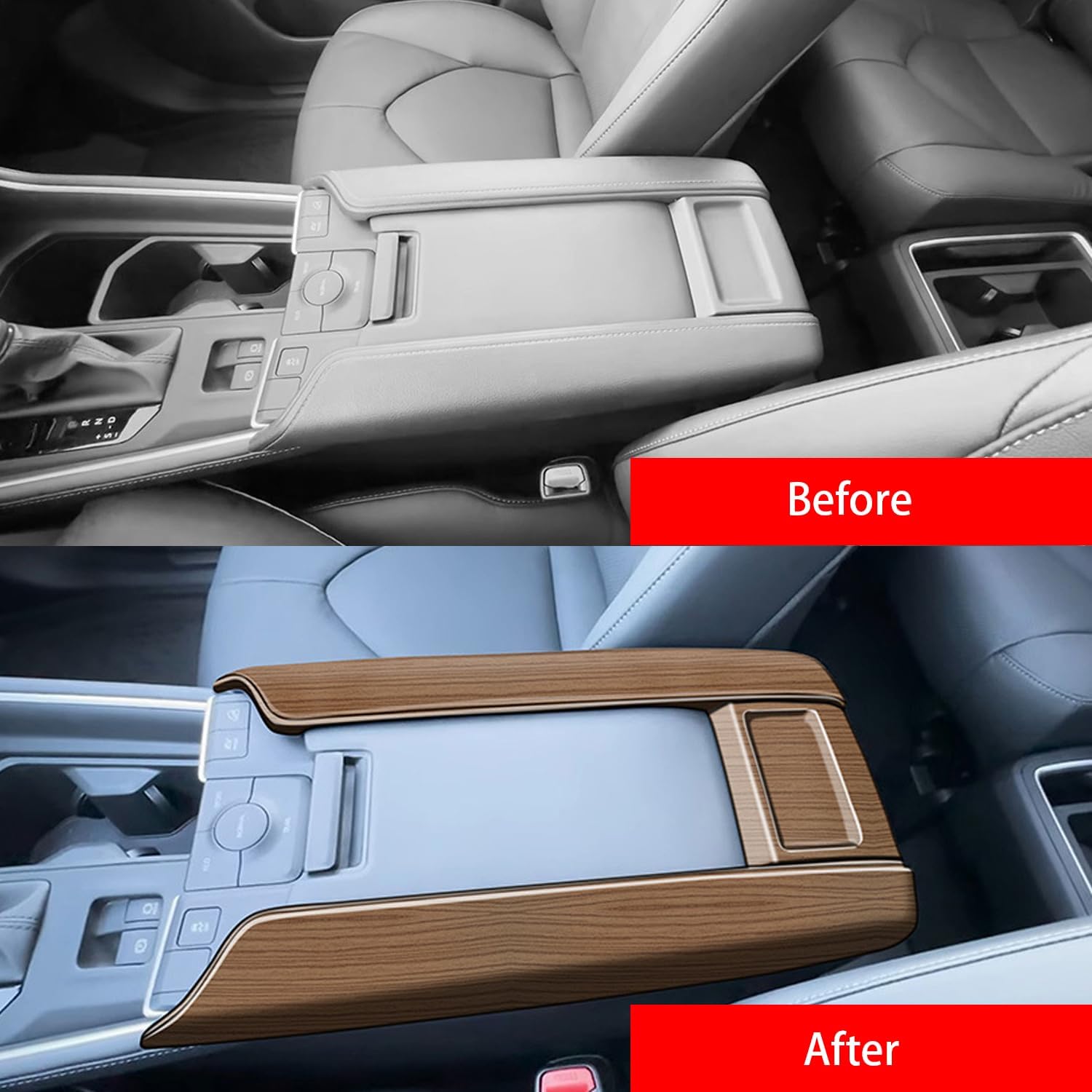 Ozukyn fit for Toyota Grand Highlander 2024 2025 Center Console Armrest Storage Box Cover Peach Wood Grain Car Accessories