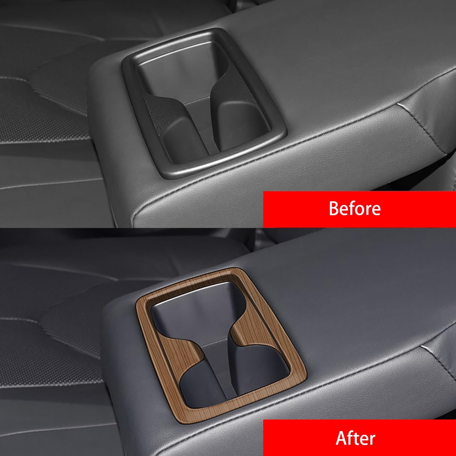 Peach Wood Grain Center Console Car Accessories for Toyota Grand Highlander 2024 2025 Rear Water Cup Holder Cover ABS