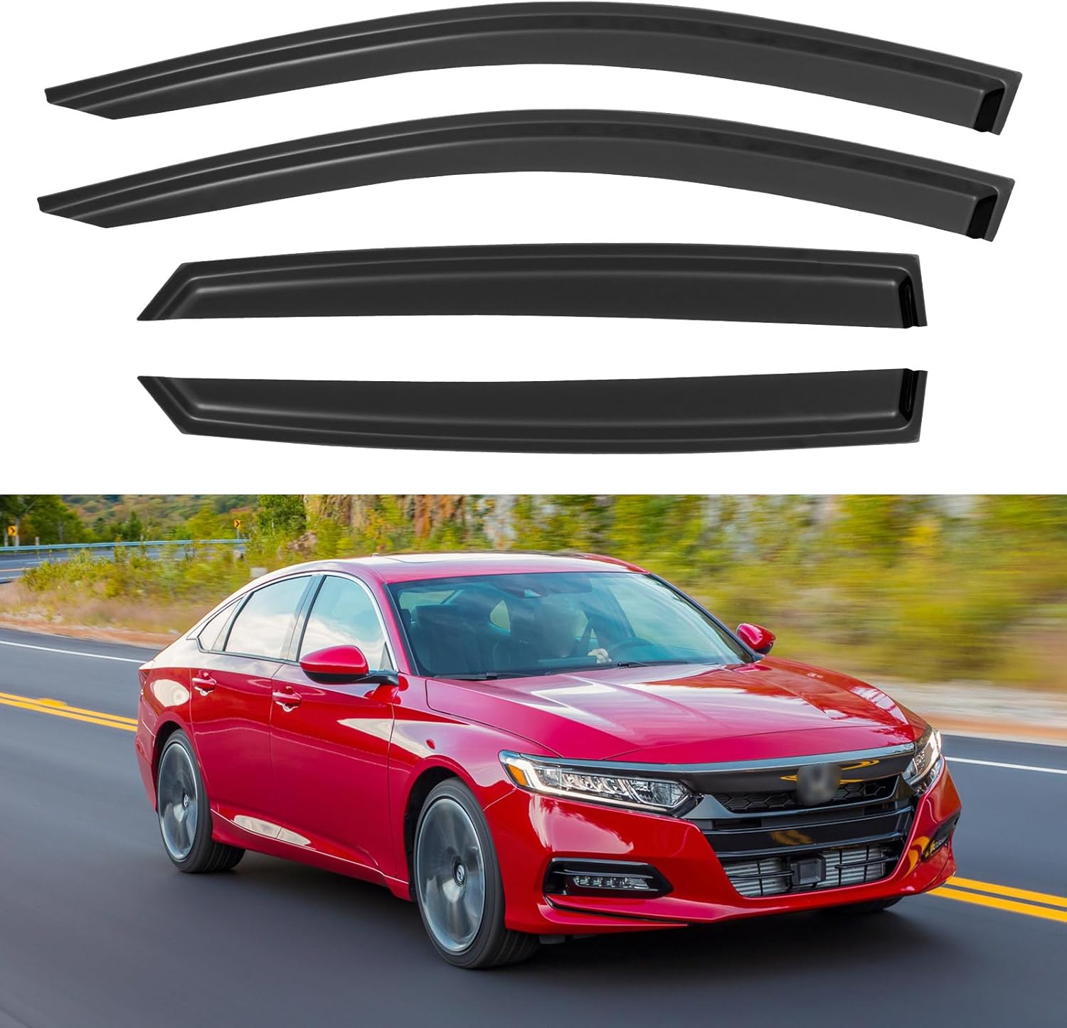 Viseras de ventana, protectores de lluvia para Honda Accord 2018-2023, deflectores de viento de ventilación de ventana fuera del canal, viseras para Accord 18-23 19 20 21 22