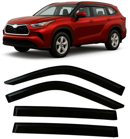 2024-2025 Tape-On Side Window Visor Deflectors for Toyota Grand Highlander Rain Guards XLE Limited Platinum MAX Hybrid Smoke & for Lexus TX 350 500h Premium AWD Luxury Hybrid 2024-2025