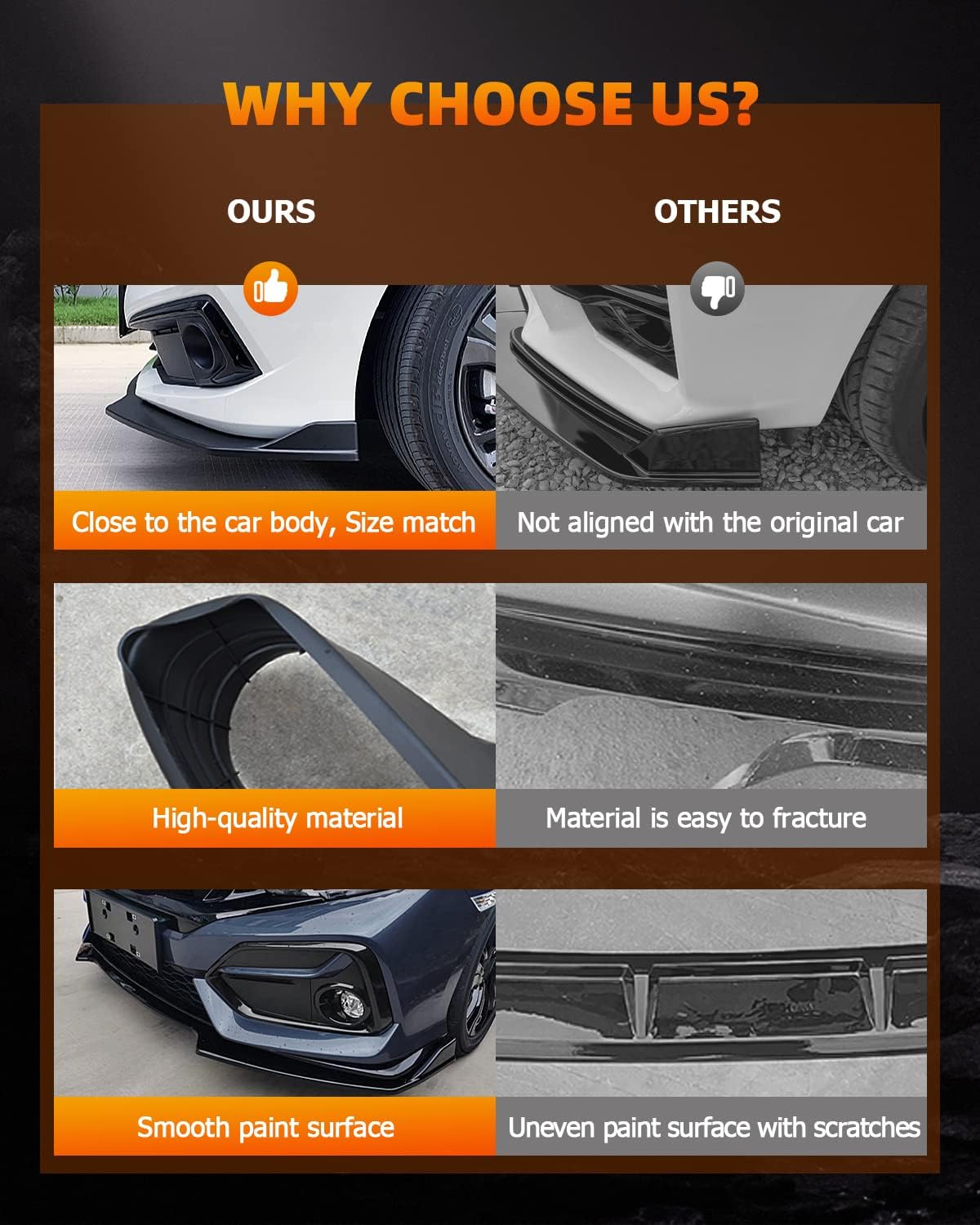 FINDAUTO Kits de carrocería de labio delantero de automóvil ABS para Honda Accord Sedan 2018-2020 para Honda Accord Sedan negro brillante parachoques delantero inferior alerón divisor de labio