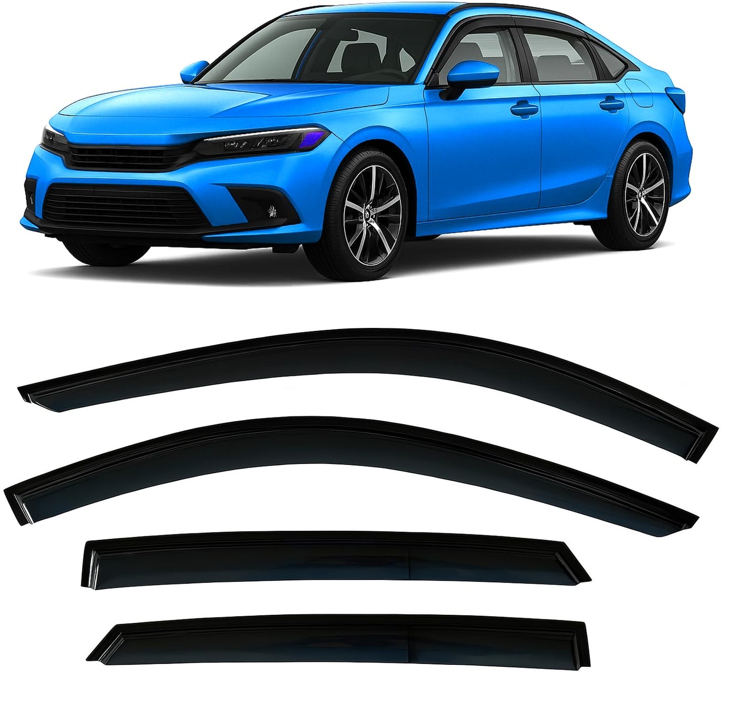 2023-2025 Tape-On Rain Guards for Honda CR-V Side Window Visor Deflectors LX EX EX-L Sport Hybrid Sport Touring Durable Vent Shades CRV 2024