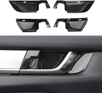 ABS Interior Door Handle Decoration Cover Door Bowl Trim for Honda Accord 2018 2019 2020 2021 2022, Carbon Fiber Grain