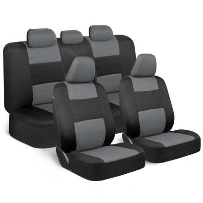 BDK PolyPro - Juego completo de fundas de asiento de coche en rojo sobre negro, fundas de asiento dividido delantero y trasero, fácil de instalar, accesorios para automóviles, camiones, furgonetas,