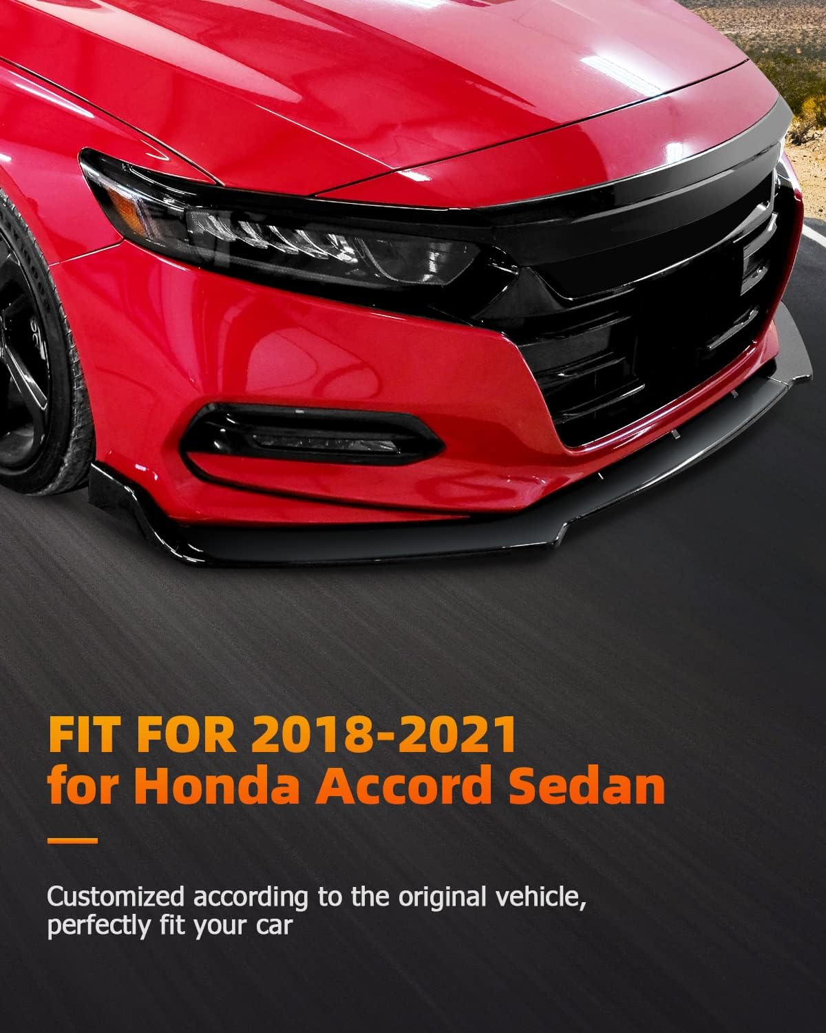 FINDAUTO Kits de carrocería de labio delantero de automóvil ABS para Honda Accord Sedan 2018-2020 para Honda Accord Sedan negro brillante parachoques delantero inferior alerón divisor de labio