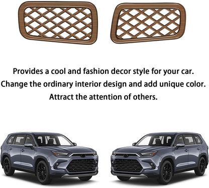 Peach Wood Grain Center Console Car Accessories for Toyota Grand Highlander 2024 2025 Front Air Condition Outlet Vent Covers Trim ABS 2PC
