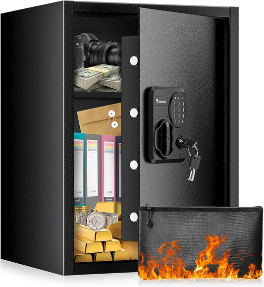 Bonsaii Large Safe Box with Fireproof Bag,2.5 Cubic Feet for home security with Electronic Keypad and Removable Shelf,Document Safe for Home,Money,Cash,Jewelry,15.7"Wx15"Dx21.7"H