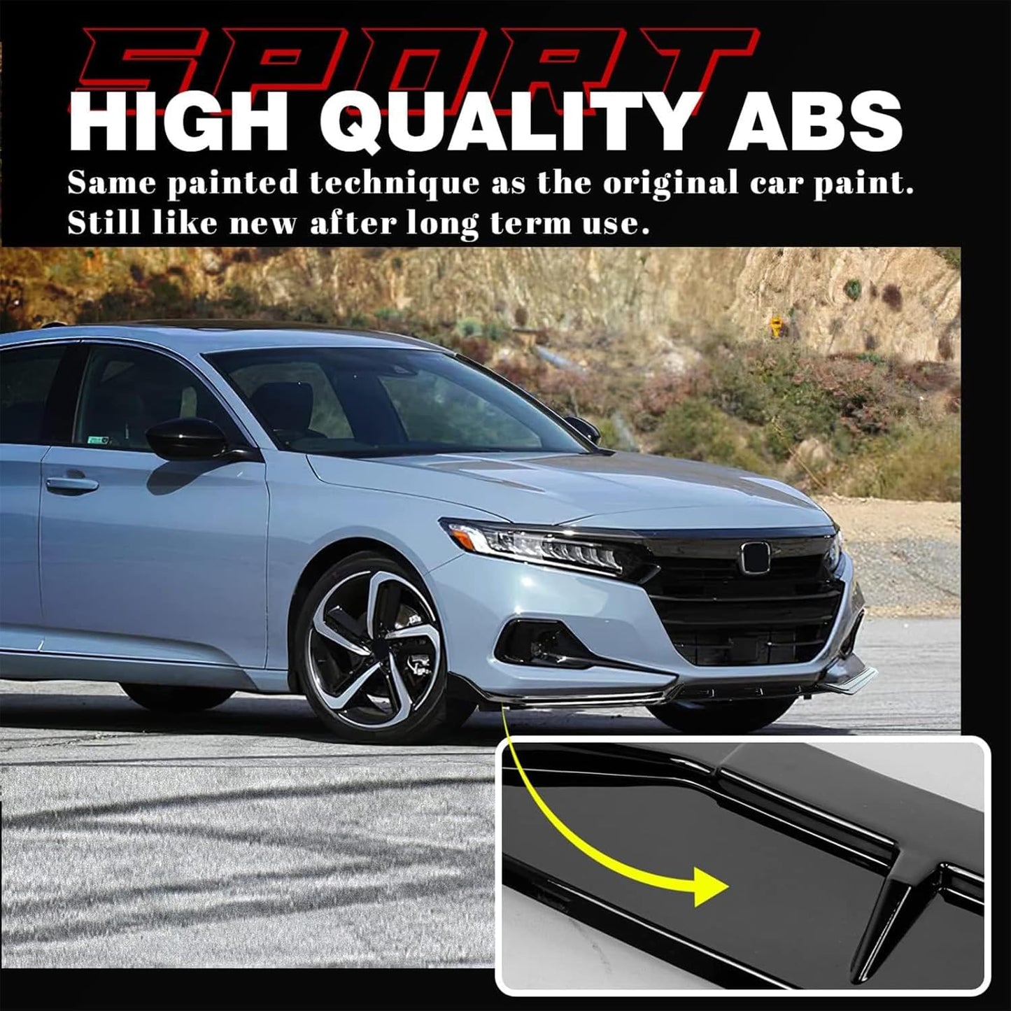 Archaic Borde de parachoques delantero compatible con Honda Accord 10.5th Sedan SE/EX-L/LX/Sport/Touring 2021 2022, kit de carrocería divisor debajo de la barbilla, alerón inferior