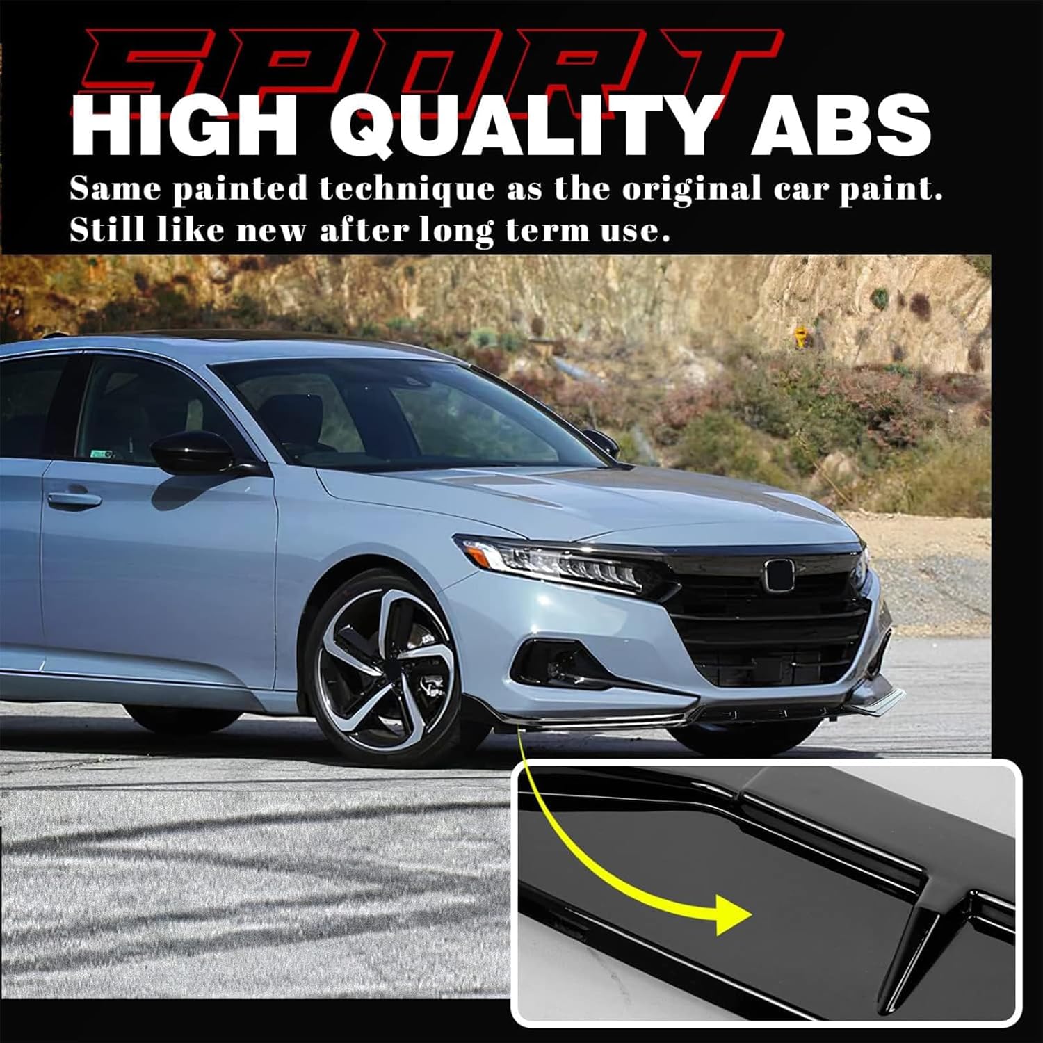 Archaic Borde de parachoques delantero compatible con Honda Accord 10.5th Sedan SE/EX-L/LX/Sport/Touring 2021 2022, kit de carrocería divisor debajo de la barbilla, alerón inferior