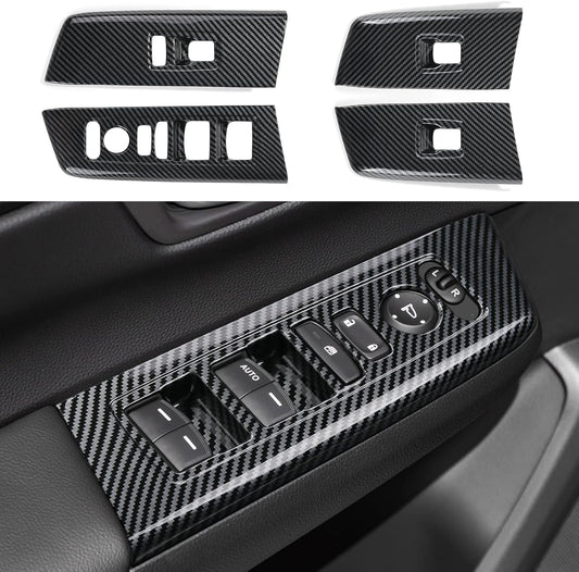 CKE 4 piezas compatibles con Honda CRV 2026 2025 2024 2023 Accesorios para reposabrazos de puerta de automóvil, interruptores de elevación, cubierta de panel, cubierta de reposabrazos, estilo de fibra