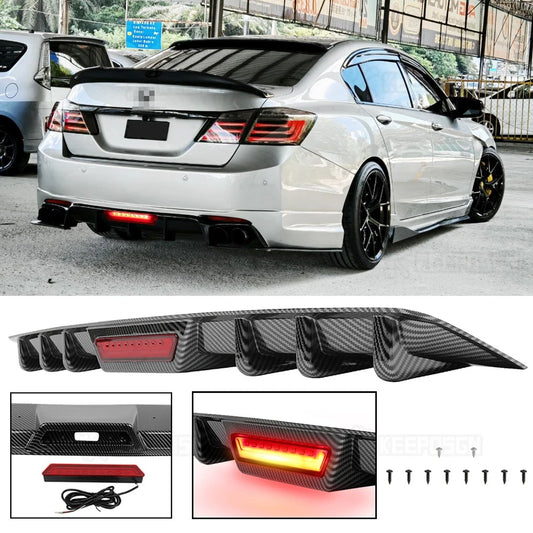 Luces LED labio alerón parachoques difusor trasero aleta de tiburón para Honda Accord 2012-2026